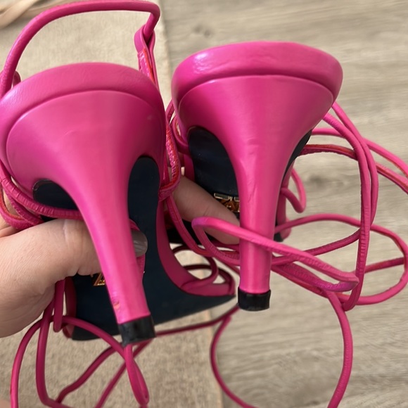 Zara magenta lace up sandals size 39 - Picture 3 of 4